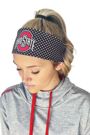 1307 - REVERSIBLE Ohio State Athletic O Polka Dot Headband