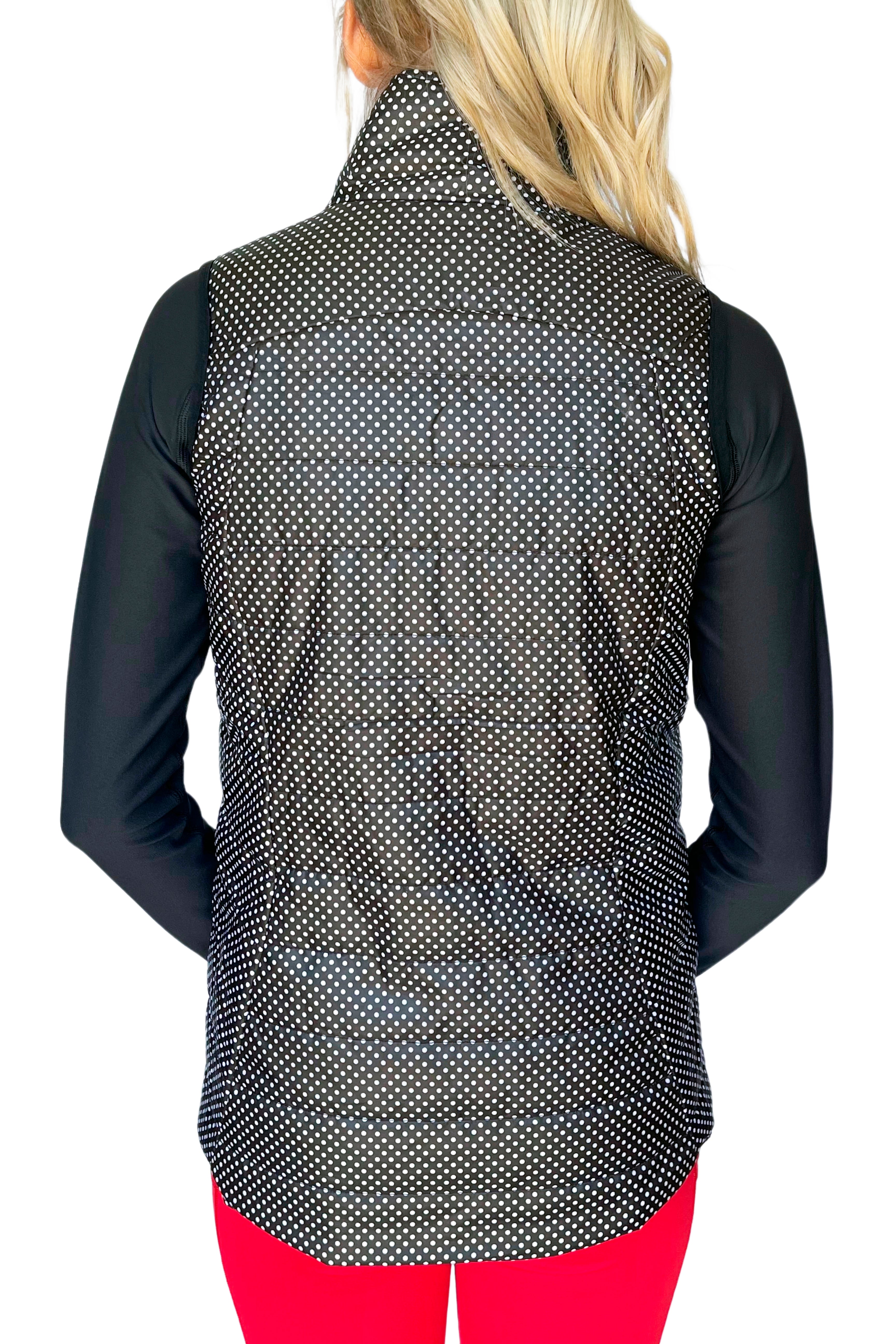 2104 - Athletic O Polka Dot Reversible Performance Vest/Black