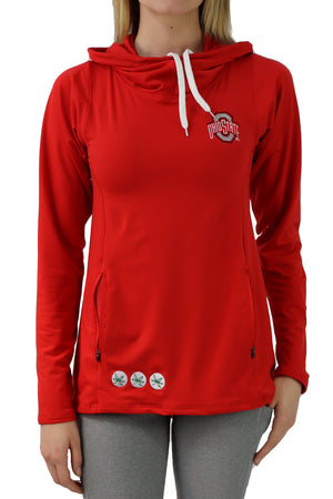 2308 - Ohio State University Womens Athletic O Funnel Neck Hoodie/Red