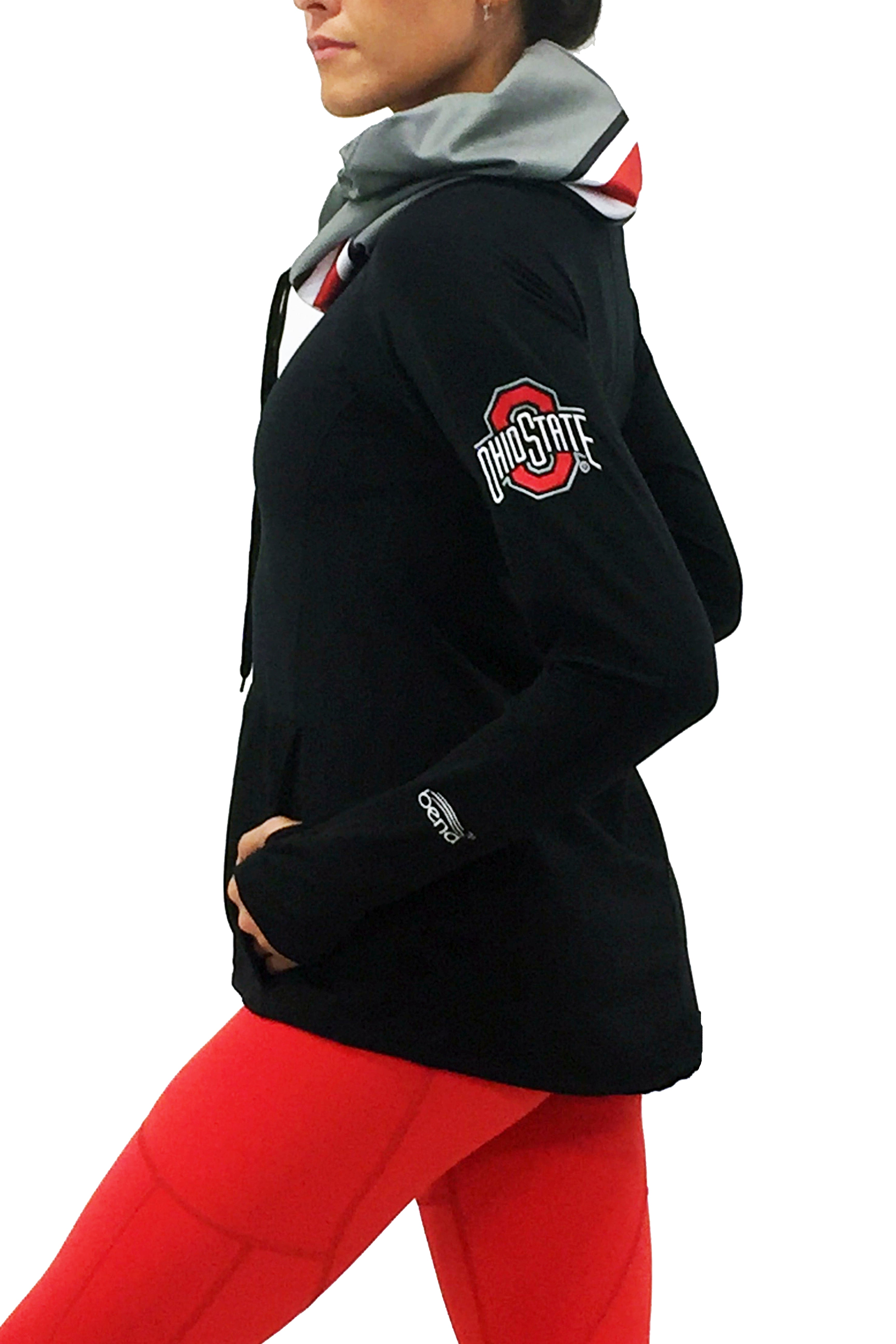 1001 -The Ohio State University Luxe Funnel Neck Long Sleeve Top/Black
