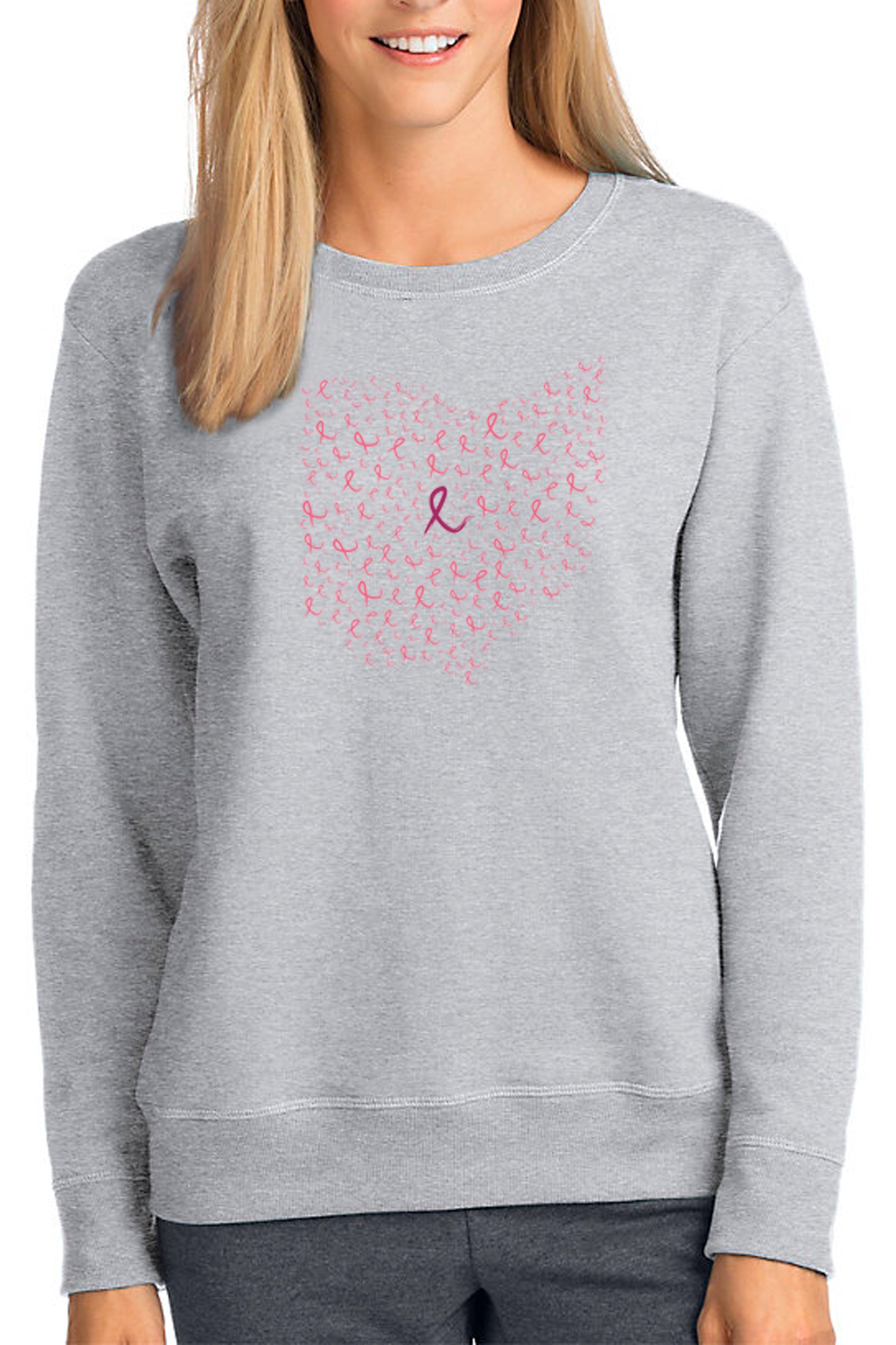 OHIO Pink Ribbon Crewneck Sweatshirt/Heather Grey