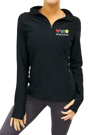 3106 - The  "On Our Sleeves" Luxe Full Zip/Black - FINAL SALE