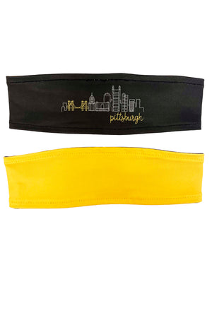 7109  - REVERSIBLE Pittsburgh Skyline Headband/Black & Gold