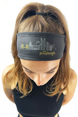 7109  - REVERSIBLE Pittsburgh Skyline Headband/Black & Gold