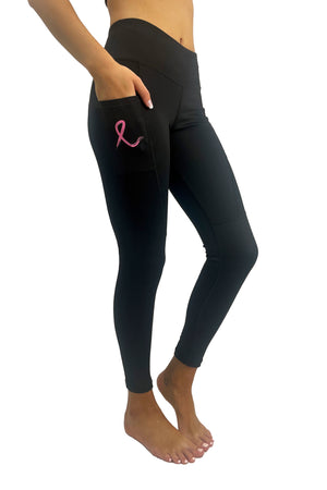 7302 - Pink Ribbon Victory Legging/ Black- FINAL SALE