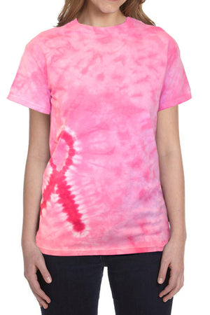 7401 -Pink Ribbon Tie Dye Tee - FINAL SALE