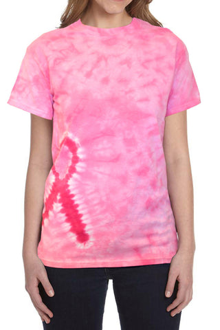 7401 -Pink Ribbon Tie Dye Tee