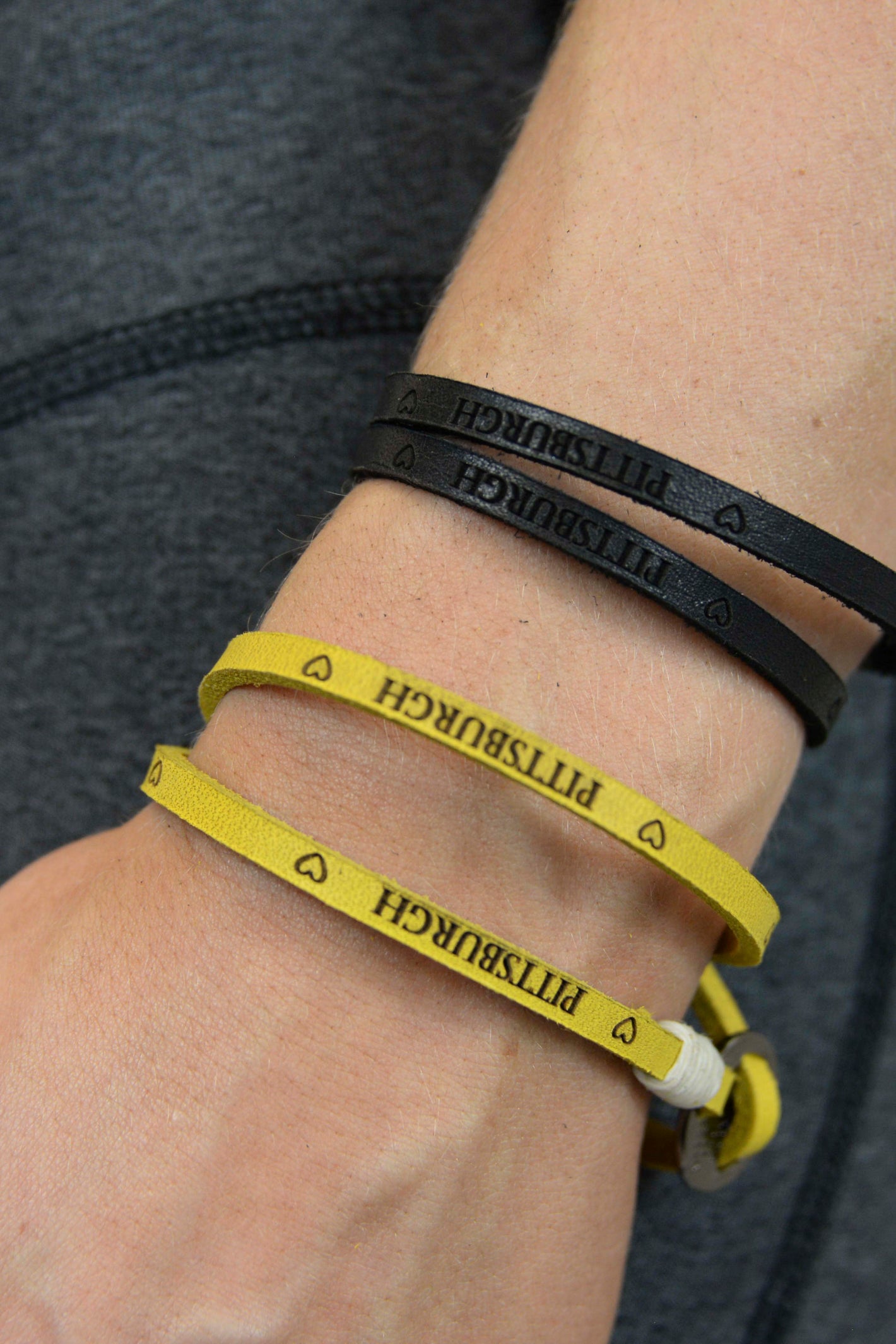 7109 -  "Pittsburgh" Leather Wrap Bracelet