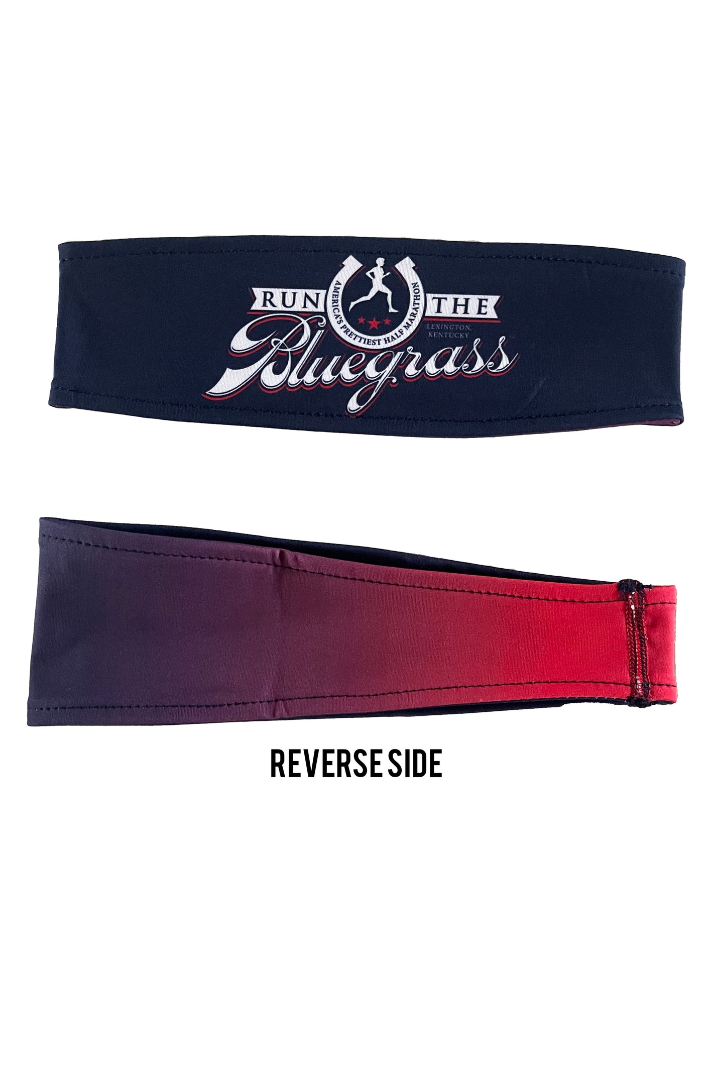 3215 - REVERSIBLE RunTheBluegrass Headband - Navy/Red