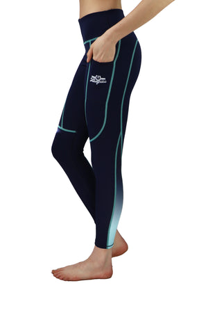 7002 - RunTheBluegrass Teal Ombre Cell Phone Pocket Legging