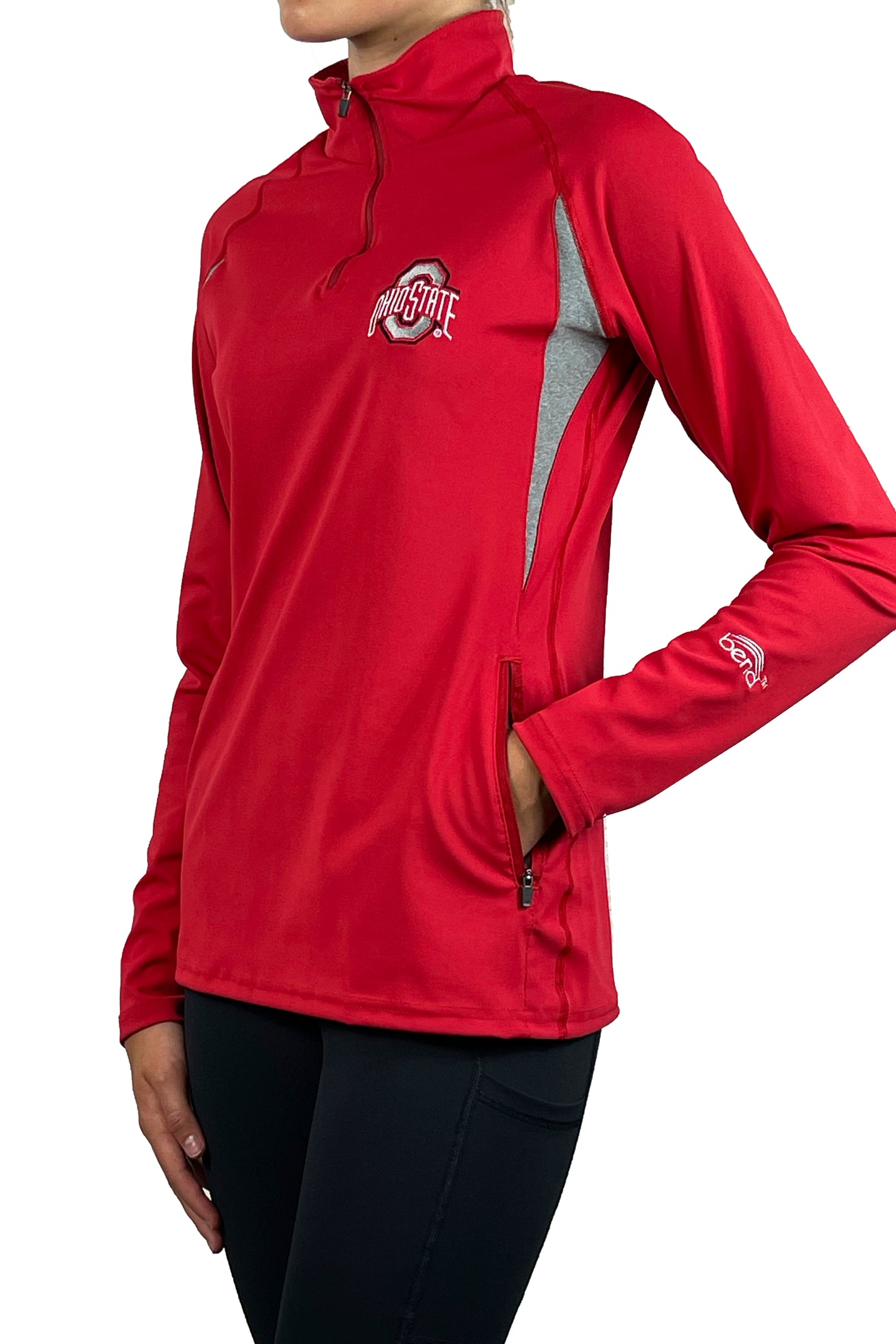 2204 - The Ohio State Athletic O Solid Red 1/4 Zip Pullover