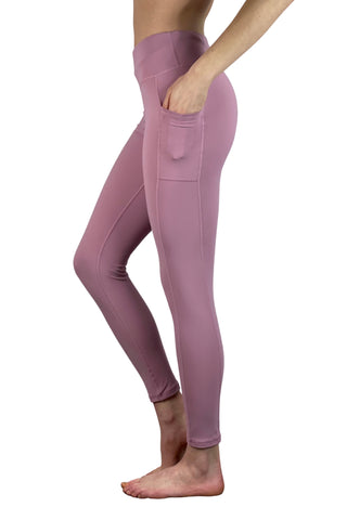 4202 - "On Cloud 9"  Cell Phone Pocket Legging/ Rose - FINAL SALE