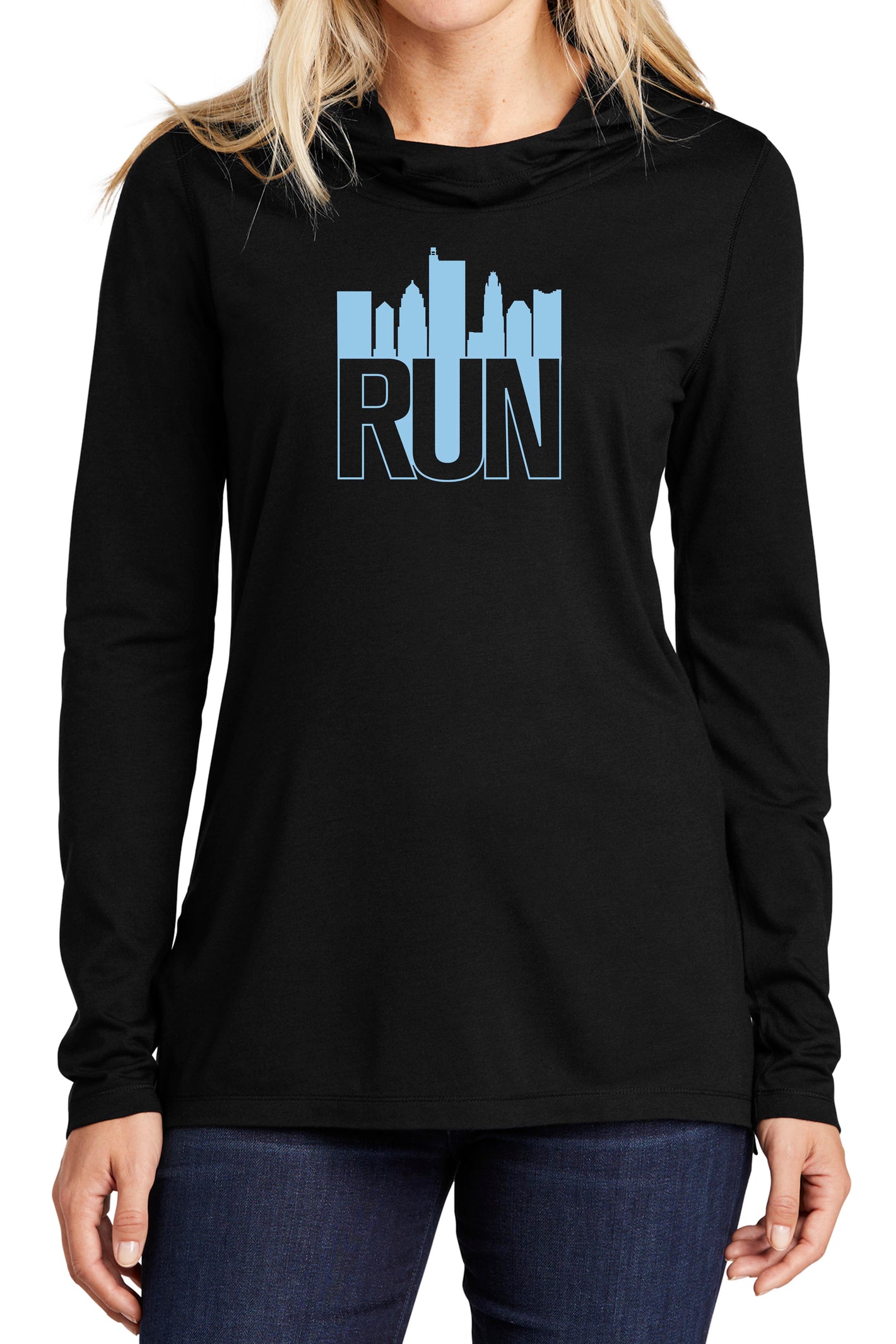 HC/3200 -Run CBUS Skyline Ladies Triblend Hoodie/ Black -FINAL SALE