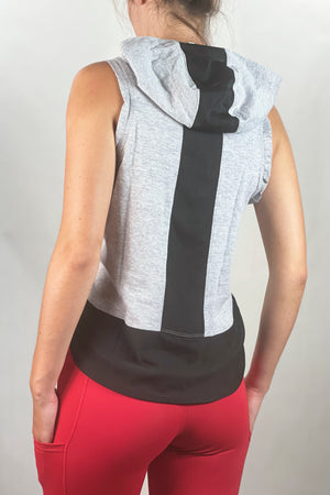 1301 - "Block O" Lightweight Sleeveless Hoodie/Heather Grey - FINAL SALE