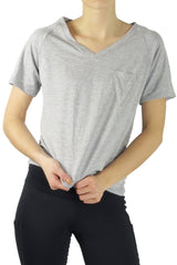 5202 - Diva V Pocket Short Sleeve Tee/Grey- FINAL SALE
