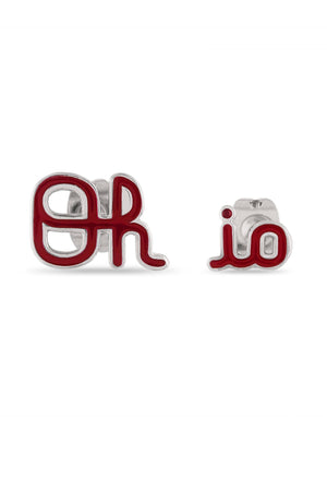 5420 - Ohio State Script OH-IO Stud Earrings/Red