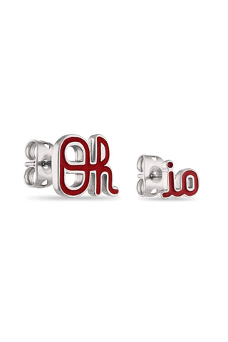 5420 - Ohio State Script OH-IO Stud Earrings/Red