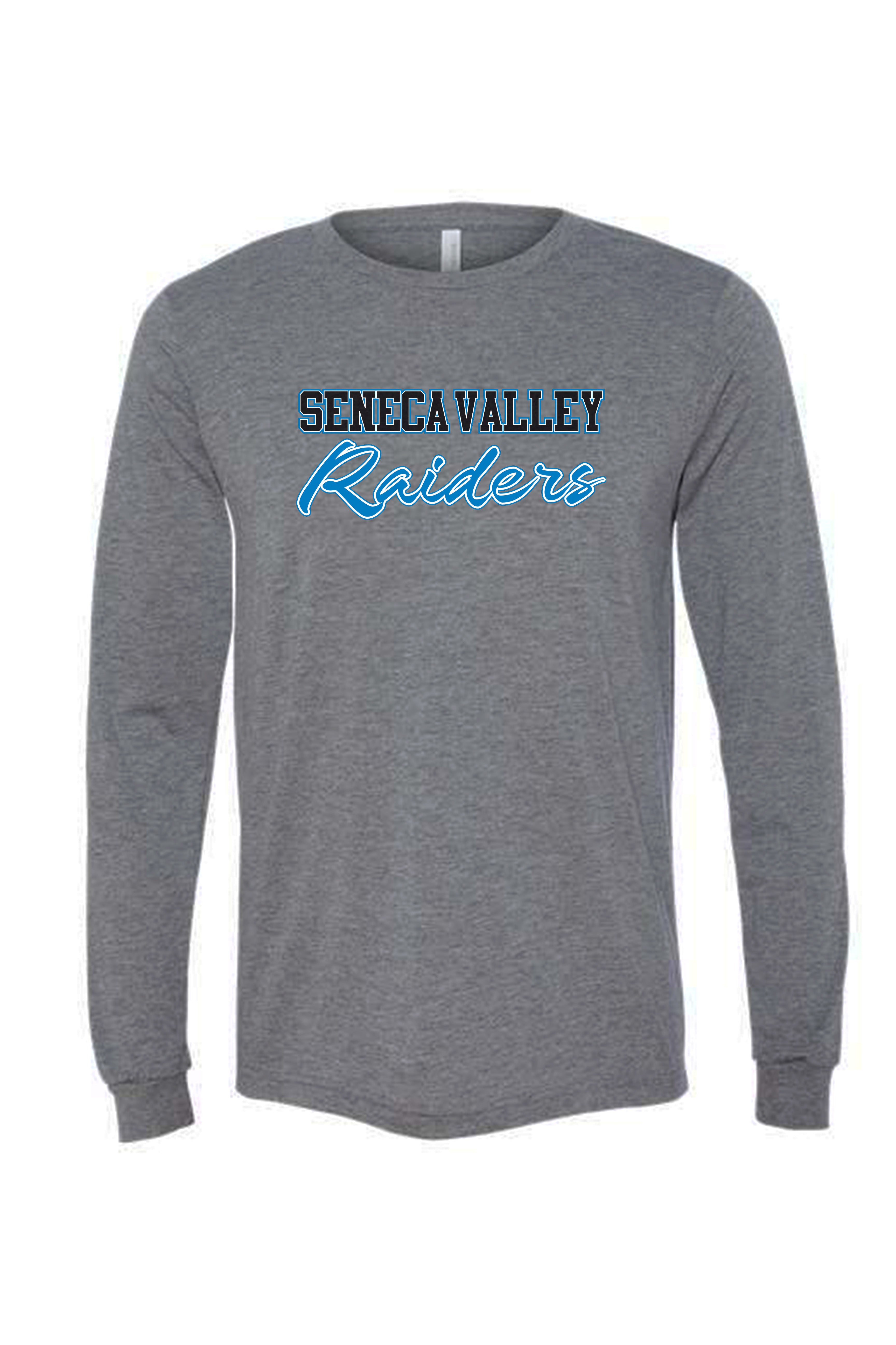 5215 - "Seneca Valley Raiders " Stacked Logo  Long Sleeve T-Shirt / Charcoal