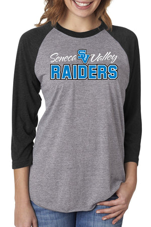 5211 - Seneca Valley Unisex "SV Raiders - Stacked Logo"  Baseball Tee