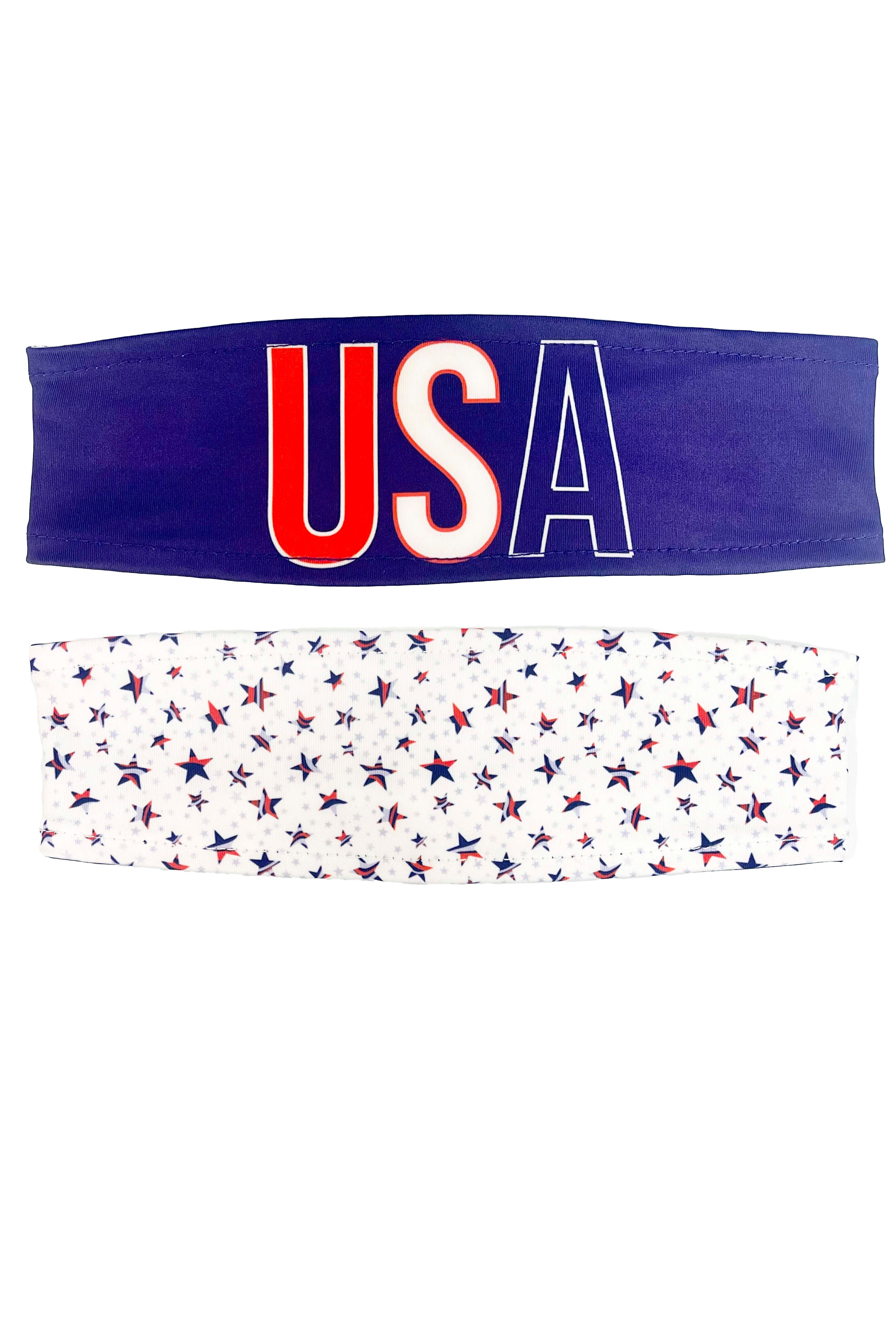 5103 -REVERSIBLE USA Star Spangled Headband/ White - FINAL SALE