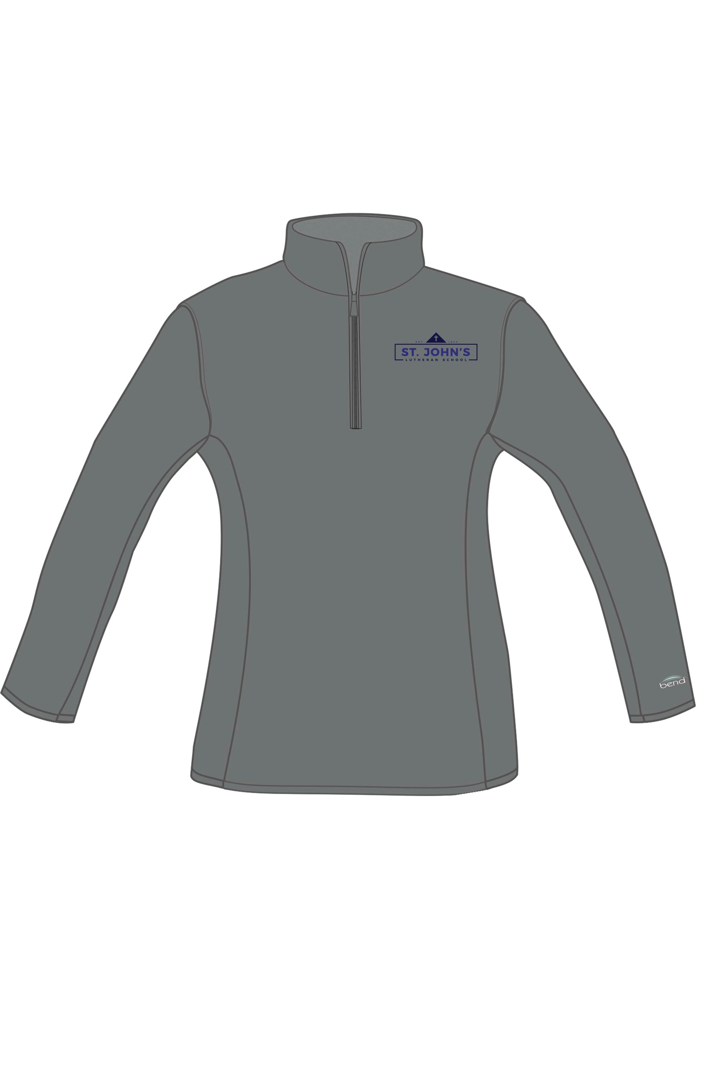 5225 - St John's Lutheran School Ladies 1/4 Zip Performance Pullover/ Grey