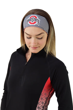 1206 - Ohio State Reversible Black & White Stripe Headband