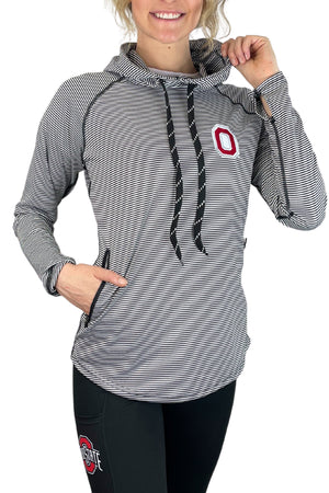 1302- Ohio State  Striped Lightweight Hoodie/ Black