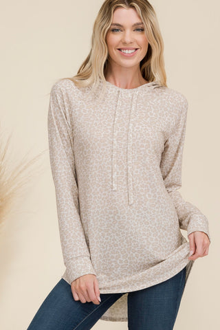 5409 - Leopard Print Mock Neck Hoodie (two colors available) - FINAL SALE