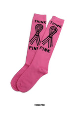 5422 - Pink Ribbon High Knee Socks (Various Prints)