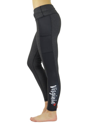 5408 - "Virginia Love" Victory Cell Phone Pocket Legging/Onyx Black - FINAL SALE