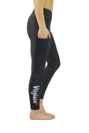 5408 - "Virginia Love" Victory Cell Phone Pocket Legging/Onyx Black - FINAL SALE