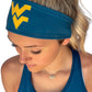 913 - West Virginia University Reversible Headband Navy w/Gold