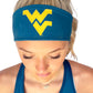 913 - West Virginia University Reversible Headband Navy w/Gold