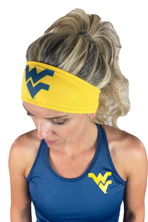 913 - West Virginia University Reversible Headband Gold w/Navy