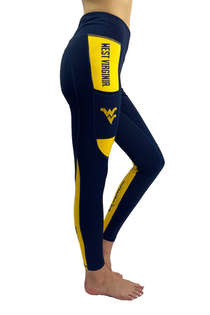 915 -West Virginia University 'Let's Go' Cell Phone Pocket Legging/Navy