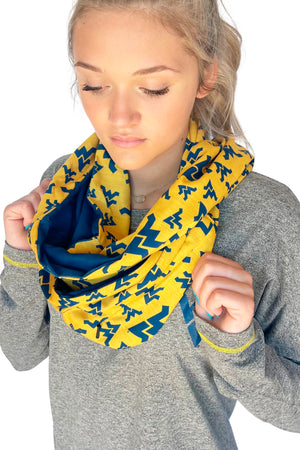 914 - West Virginia University Reversible Infinity Pocket Scarf