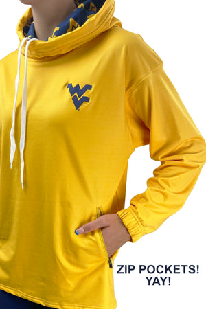 930 - West Virginia University Flying WV Snorkel Neck Hoodie/ Gold