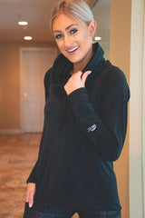 4404 - Luxe Funnel Neck Long Sleeve Top/Black