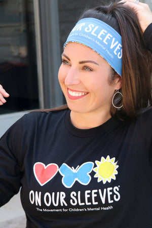 3006 - The   "On Our Sleeves" REVERSIBLE Headband/ Blue- FINAL SALE