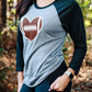 5003/HC - Football Love Baseball Tee/Grey & Black - FINAL SALE