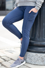 4103 - The "Victory" Cell Phone Pocket Legging/Navy