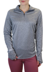 4205 - "Fold Over Cuff" 1/4 Zip Pullover/ Heather Grey