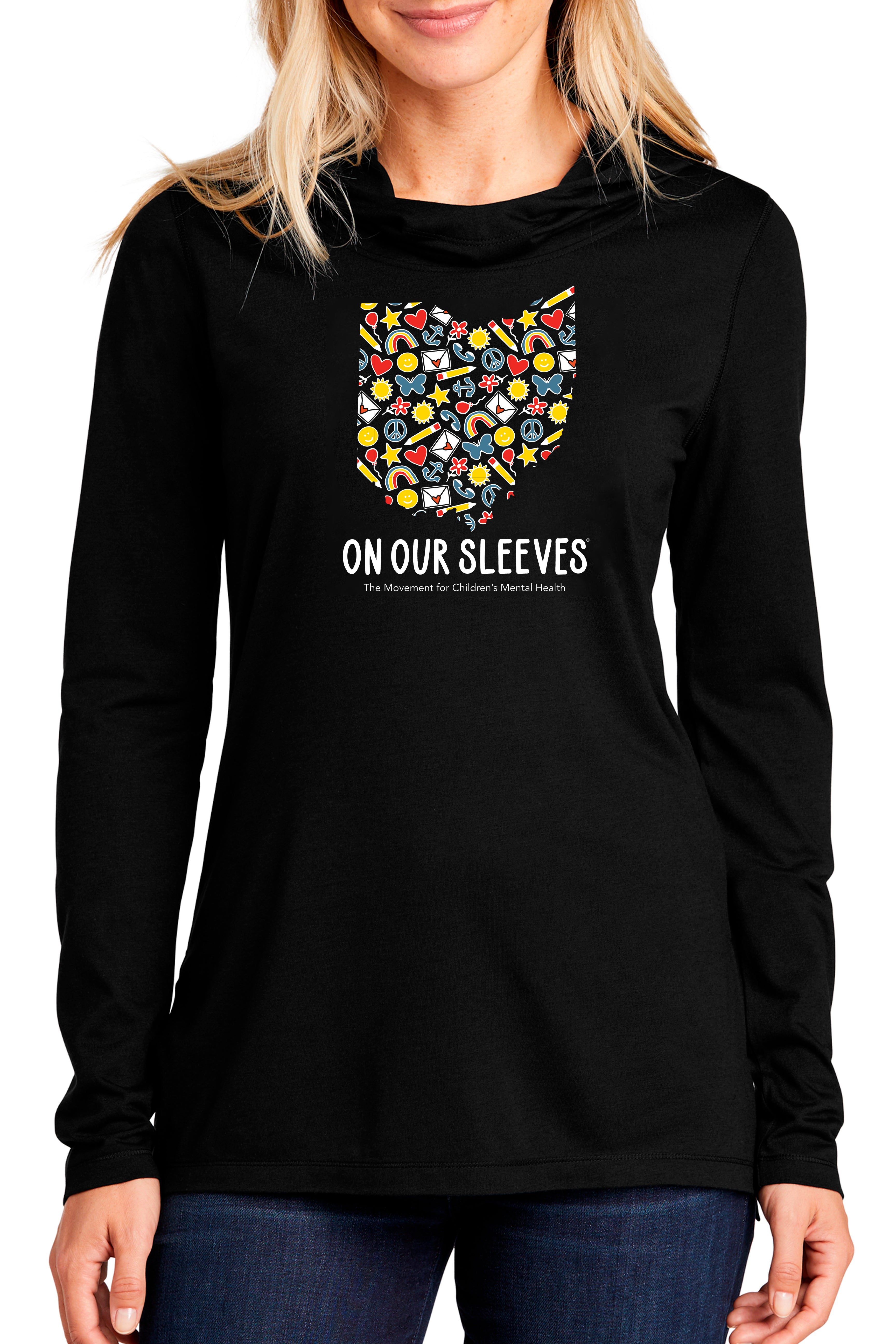 3003 - The "On Our Sleeves OHIO" Unisex Triblend Hoodie/ Black