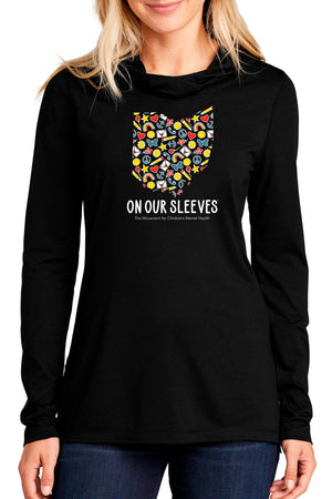 3003 - The "On Our Sleeves OHIO" Unisex Triblend Hoodie/ Black - FINAL SALE