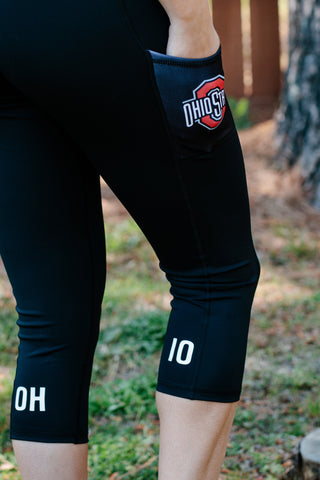 1300 - The Ohio State Buckeye Leaves Cell Phone Pocket Legging