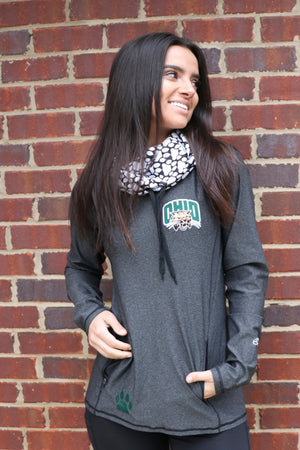 934 - The Ohio University Funnel Neck Long Sleeve/Onyx