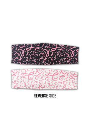 7203 - Reversible Pink Ribbon Headband/Pink/Black/White