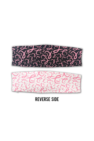 7203 - Reversible Pink Ribbon Headband/Pink/Black/White